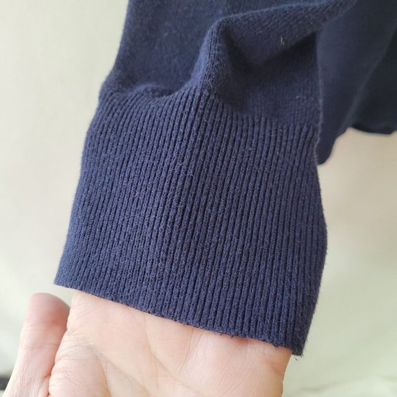 J McLaughlin Sweater Men L Long Sleeve V-Neck Classic Office Teacher Navy‎ Blue - Picture 2 of 12